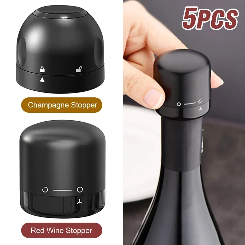 Wine Preservation Pump - 1-5pcs 진공 밀봉 와인 병 플러그
