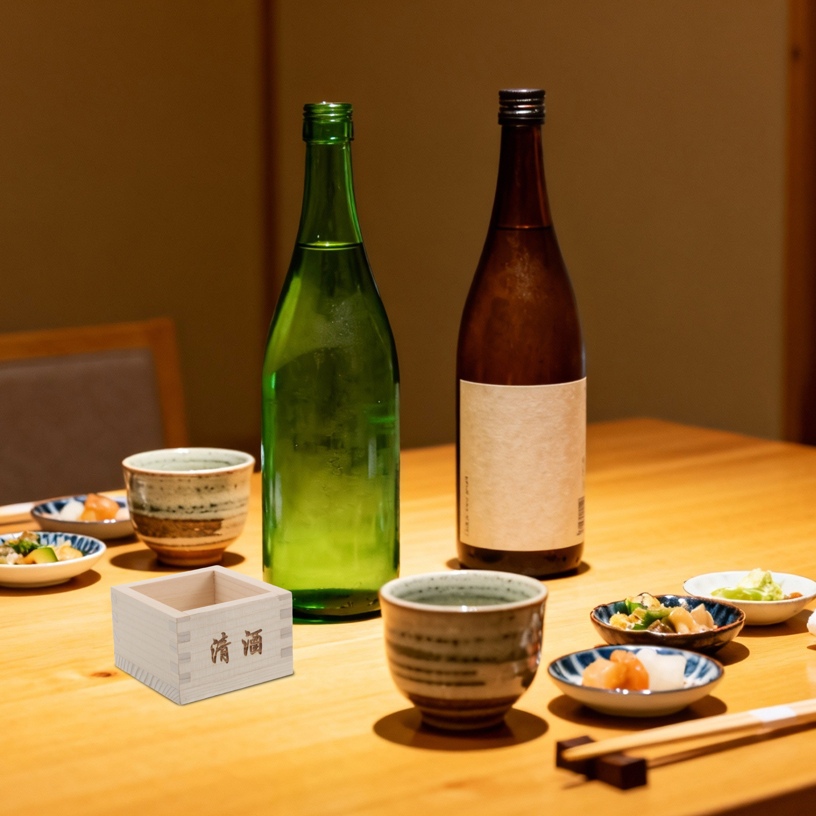 Home Bar Set - 2개입 일본 사케 마스 박스 나무