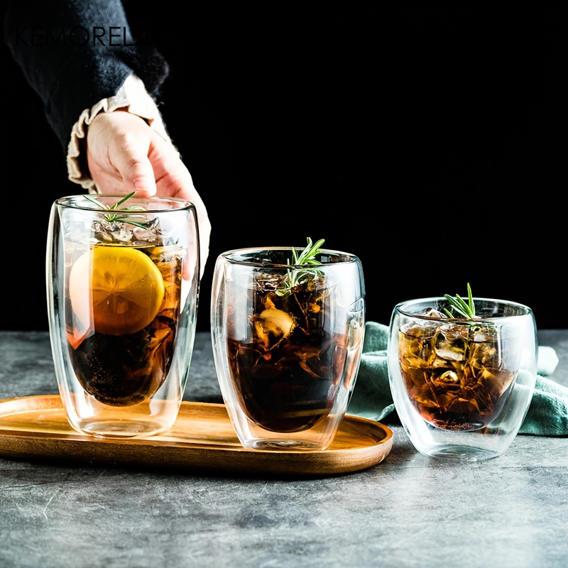 Highball Glass Set - 내열성 이중 벽 유리 컵, 우유