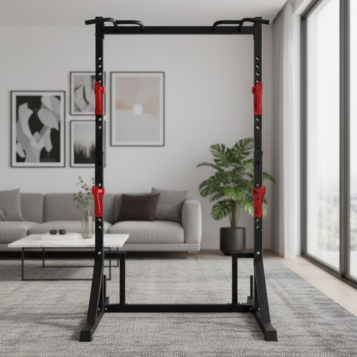조절 가능한 파워 랙과 풀업 바가 있는 홈짐 스쿼트 스 - Home Bar Stand 리뷰 및 가격