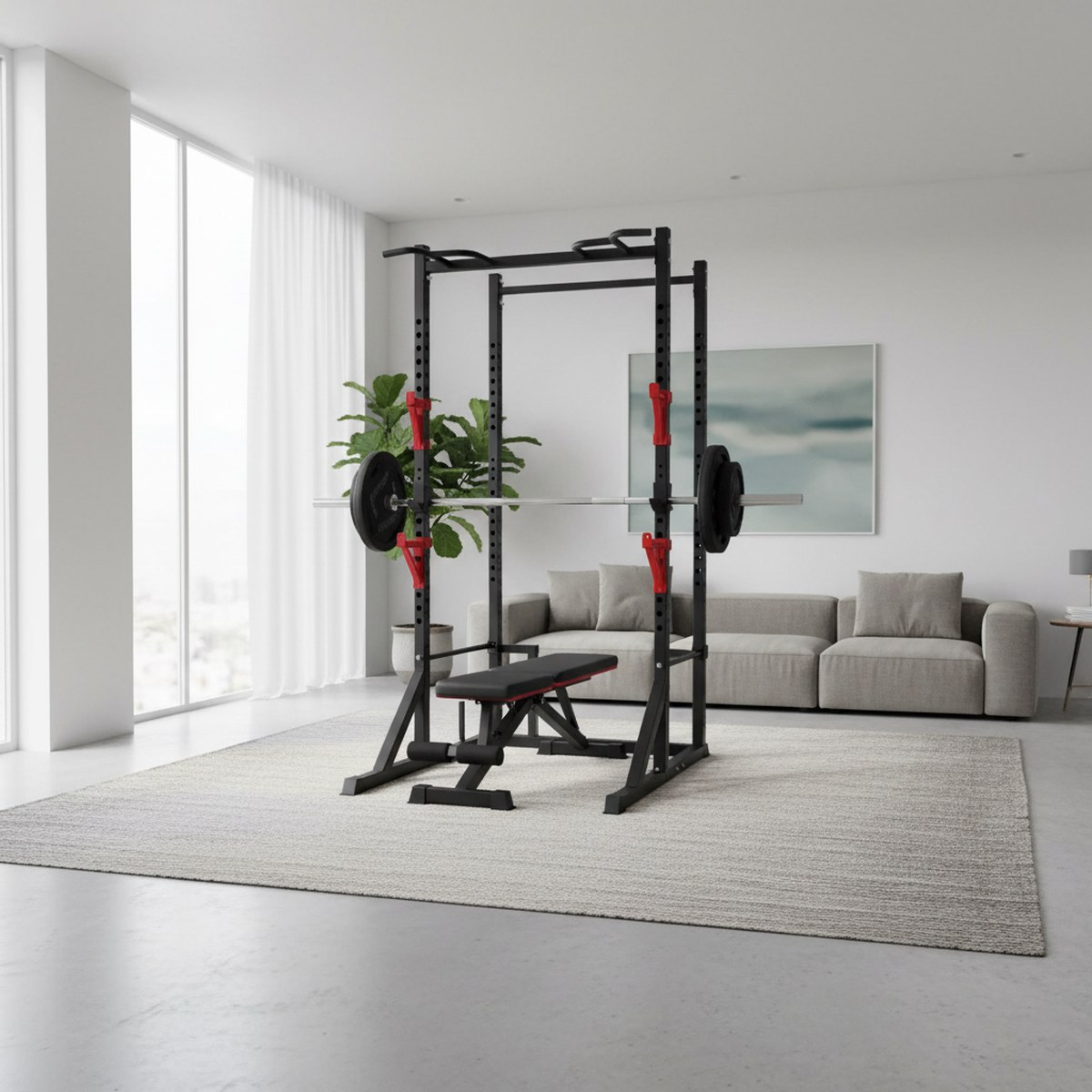 조절 가능한 파워 랙과 풀업 바가 있는 홈짐 스쿼트 스 - Home Bar Stand 리뷰 및 가격