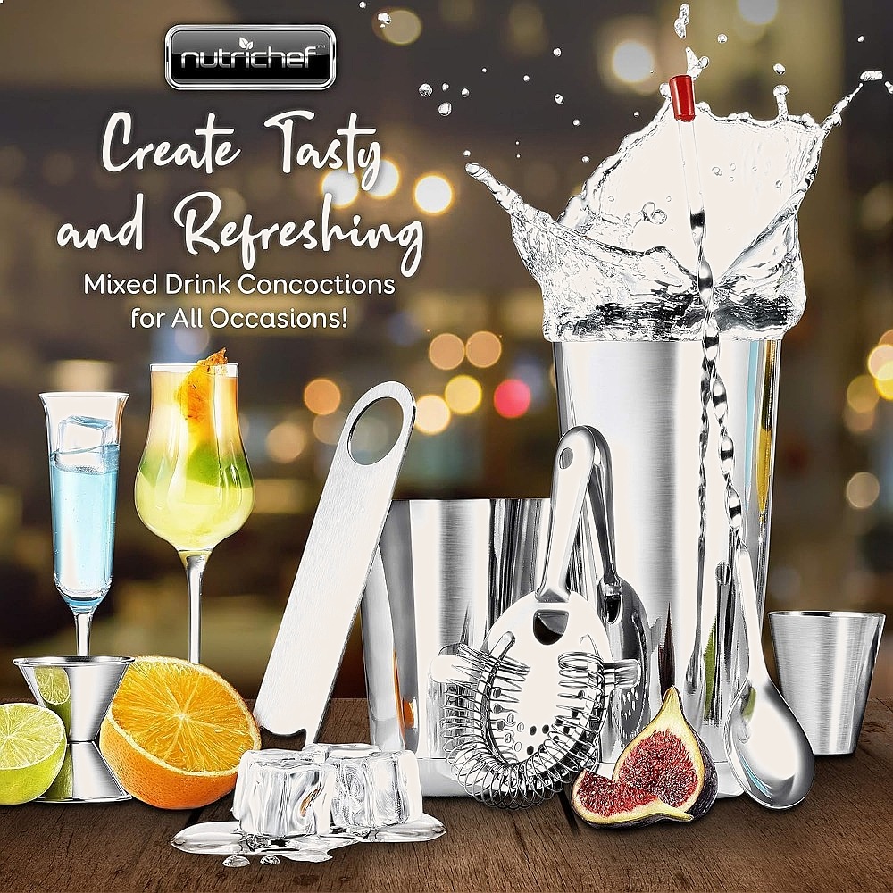 15피스 스테인리스 스틸 칵테일 쉐이커 세트 (바 도구 - Cocktail Recipe Book 리뷰 및 가격
